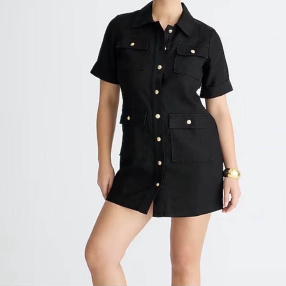 JCrew Black Button-Up Mini Dress Size 10